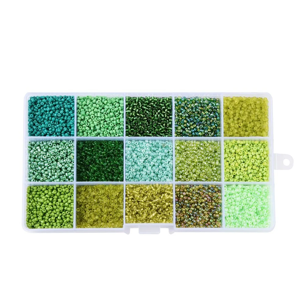 

2mm Green Glass Rice Beads Opaque Round Glass Seed Beads For Jewelry Making Decorations, Multi color