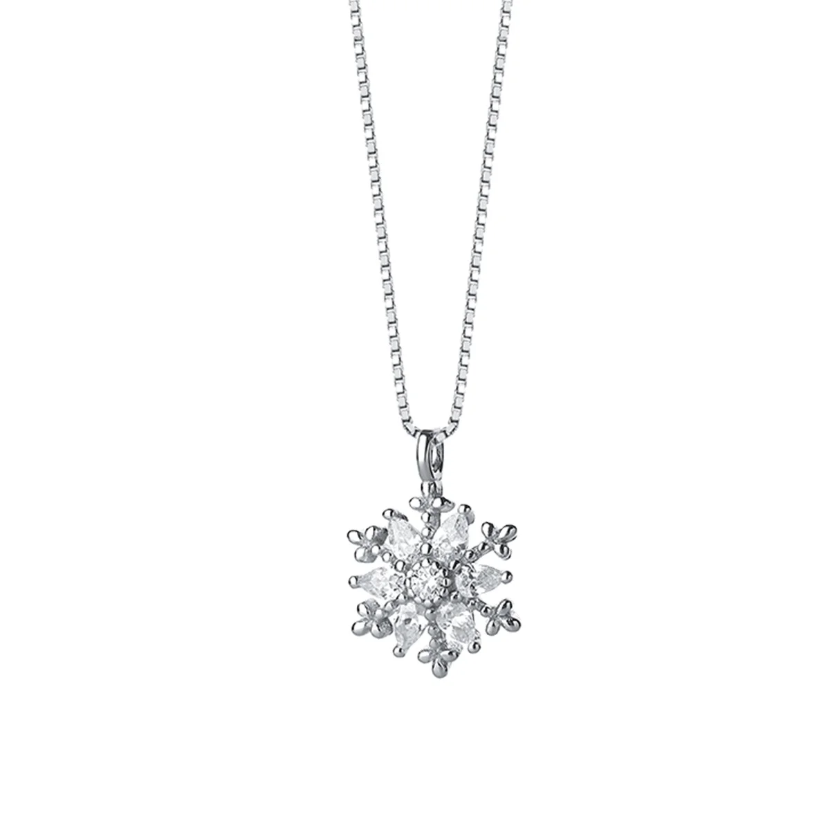 

Wholesale 2023 Gift Christmas snowflake necklace 925 Sterling Silver Dainty Zircon snowflake Pendant necklace for women