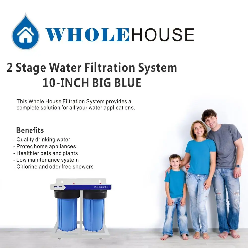 
Dual Stage 20-Inch Big Blue Whole House Water Filtration System 1