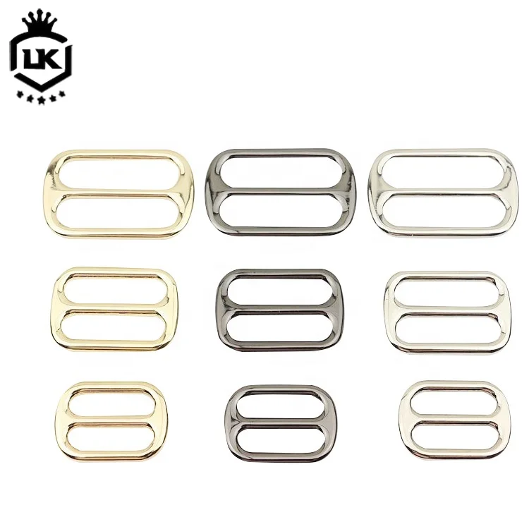 

Adjustable Buckle Metal Tri Glider For Handbags and Garments, Light gold/gunmetal black/silver