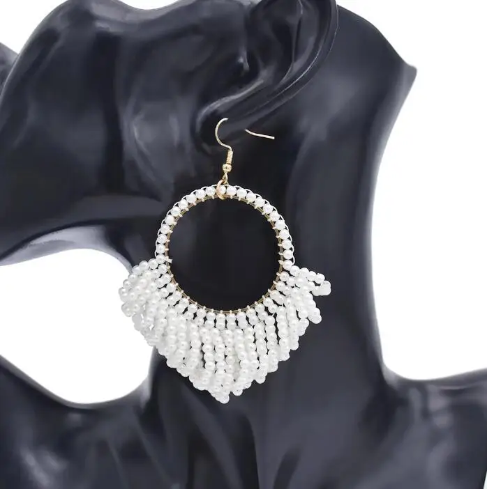 

Fashion elegant white pearl tassel earrings urban party women gift jewelry