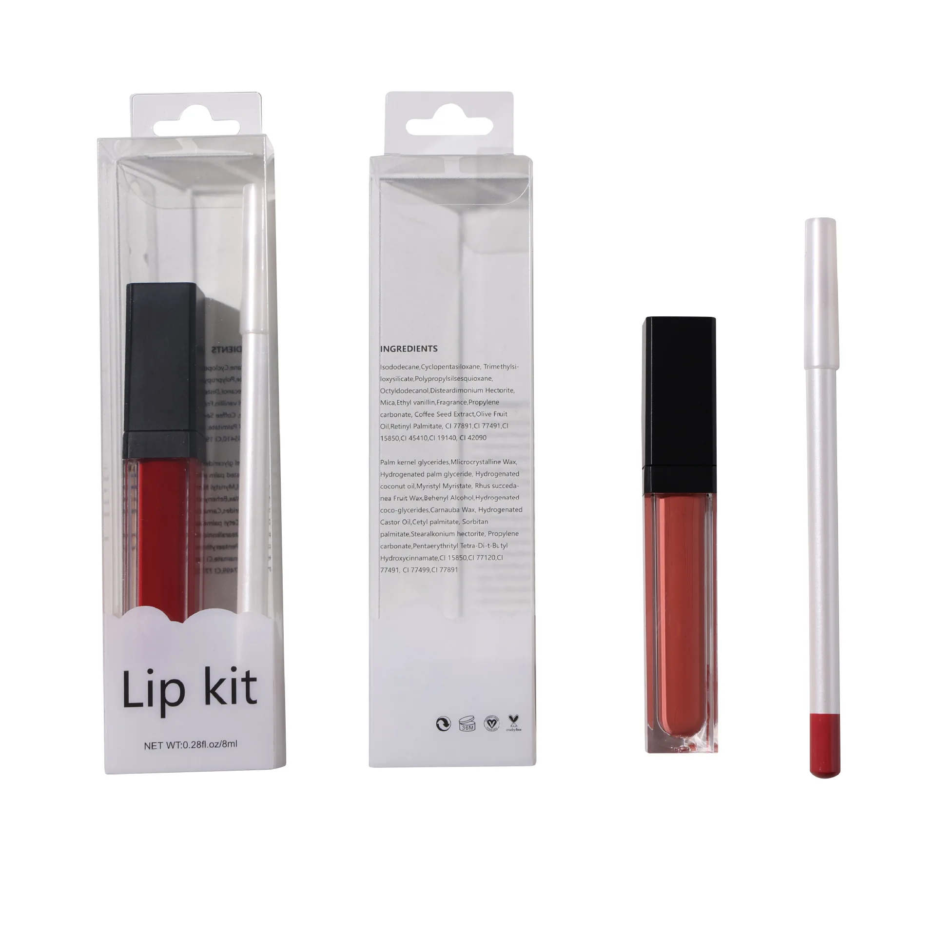 

Vegan lips cosmetics private label matte liquid lipstick lip liner pencil kit