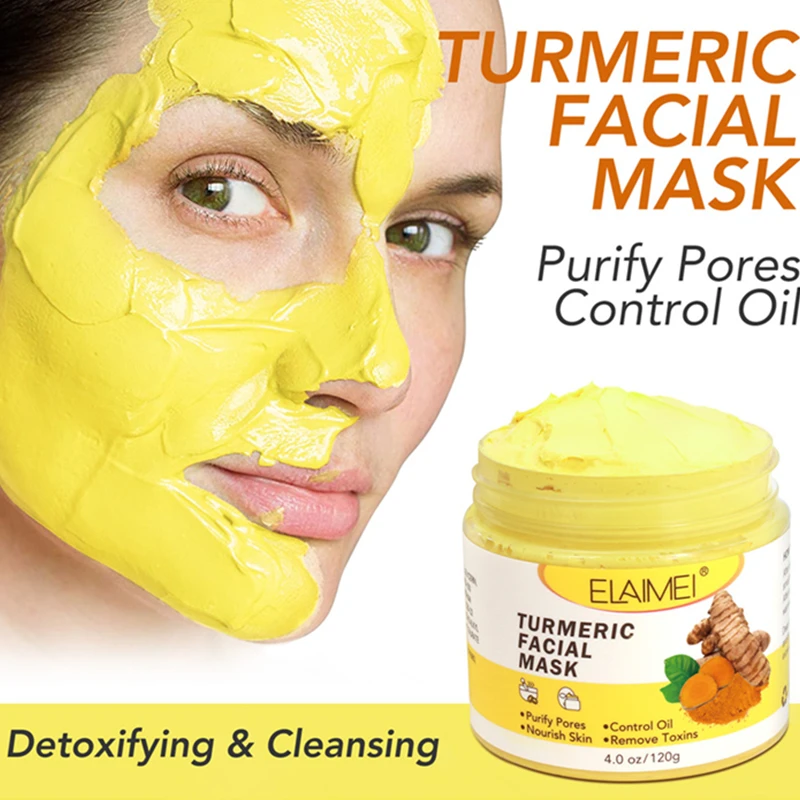 

Elaimei turmeric facial mud mask moisturizing brightening oil controlling blackhead acne removing australian pink rose clay mask