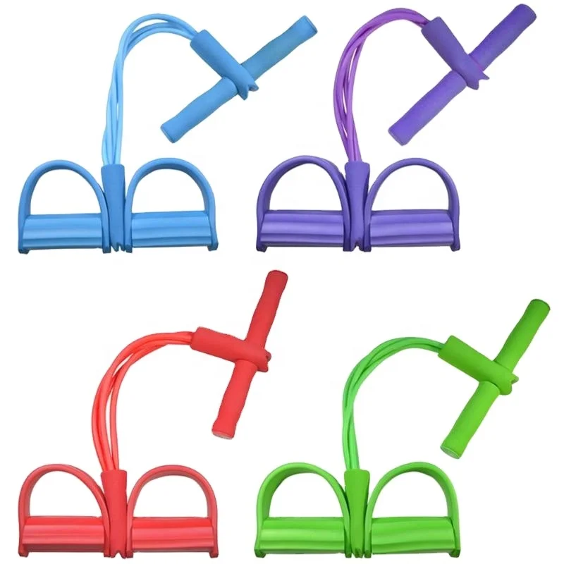 

TY Pull rope multifunctional strong fitness resistance band latex pedal unisex sit up pull rope yoga fitness equipment, Purple, blue, red, green