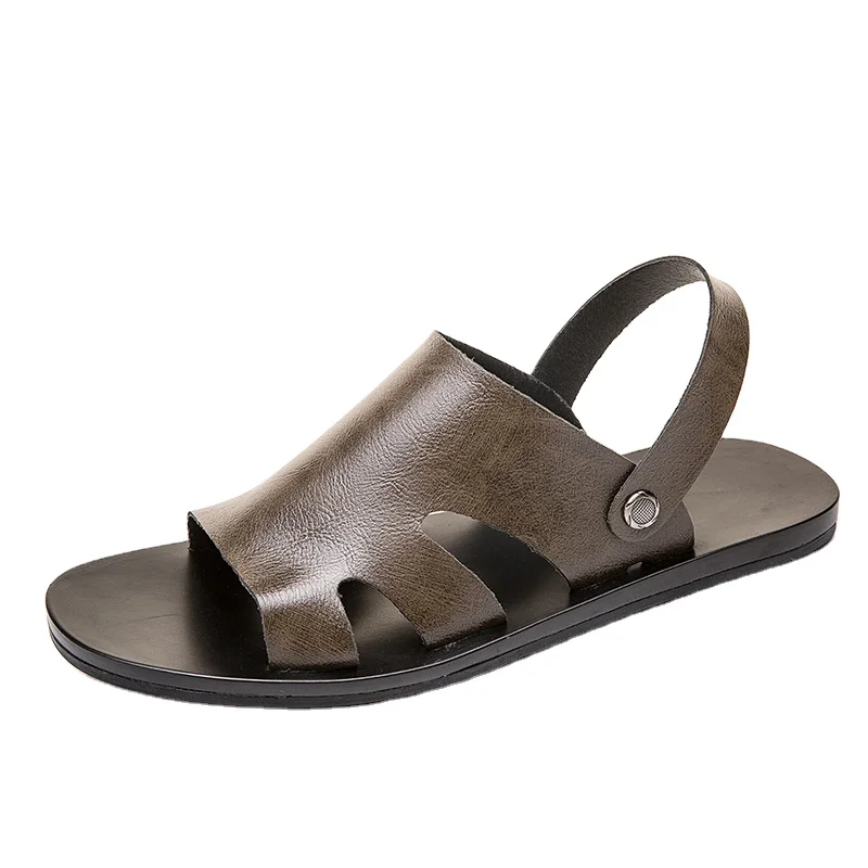 

2021New type simple color matching home outdoor sandals beach men's slippers