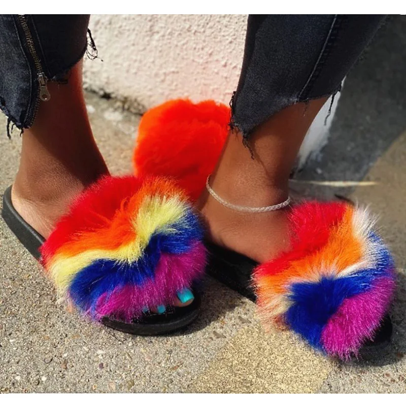 wholesale fur slides
