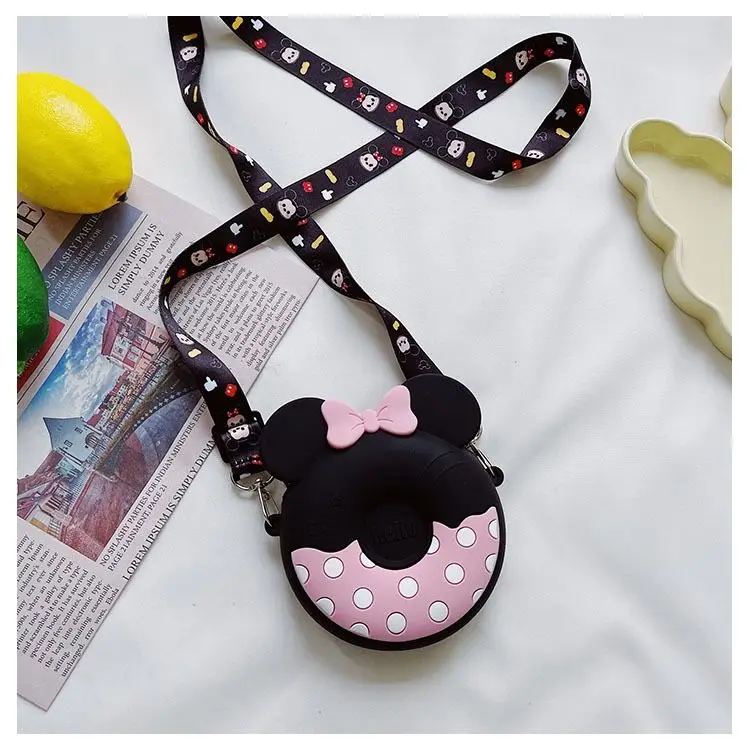 

cartoon little girls cross body purse and hand bags mickey minnie mouse kids silicone coin, Customized color
