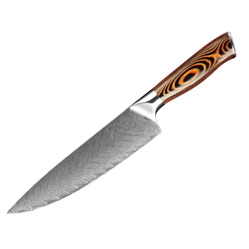 

Damascus 8" Chef Knife VG10 67 Layers Carbon Steel Japanese Kitchen Knives With Color Wood Handle