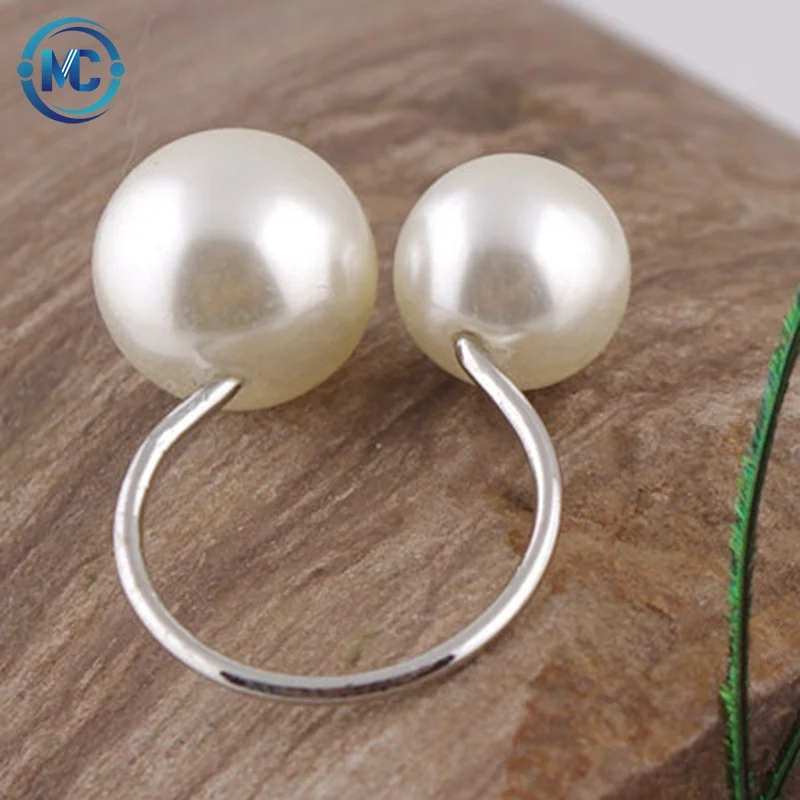 

2021 Fashion Women's Size Pearl Open Ring Temperament Wild Fashion Ring Joint Double Pearl Ring Jewelry Lover Gift, Colors