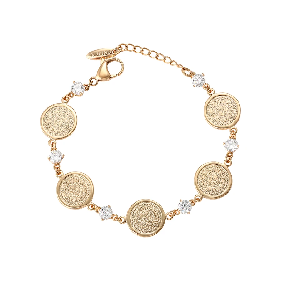 

77237 xuping New coin link zircon bracelet with our logo