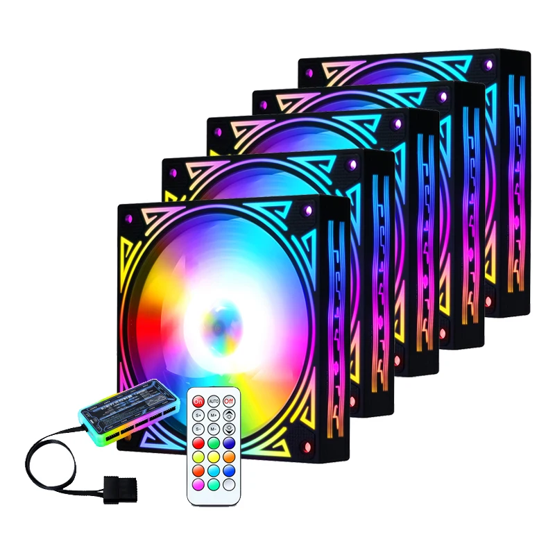

Factory Price PC fan cooler with remote control computer case 120mm rgb fan, Multi-color