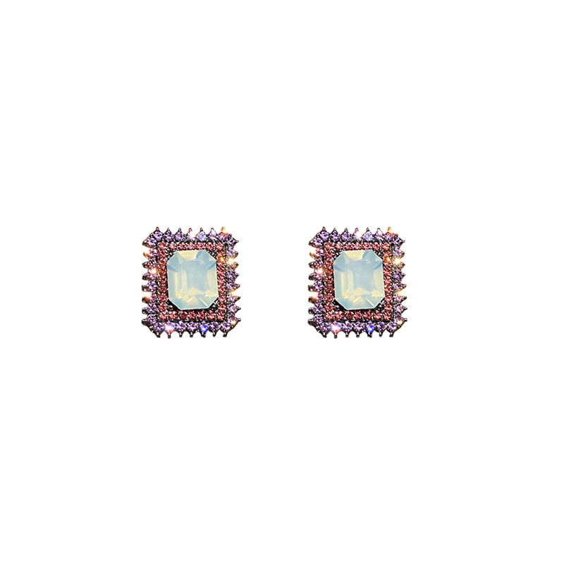 

fashion purple crystal square earings for women 2020 studs