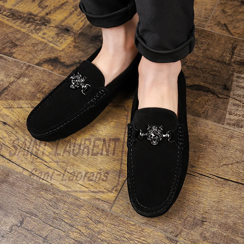 

Trendy br loafers men's 2021 spring new matte Korean casual leather solid color lazy low heel shoes