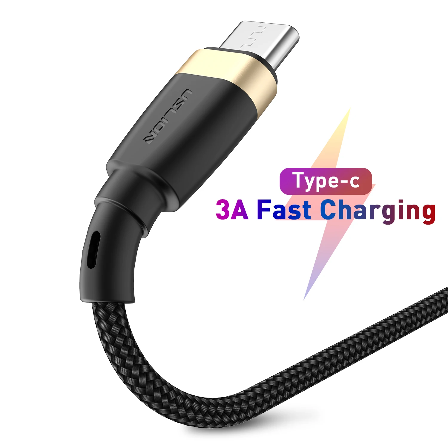 

0.5M 1M 2M 3M USLION Wholesale Mobile phone accessories QC3.0 usb type c 3A super fast charging cable, Red/grey/gold