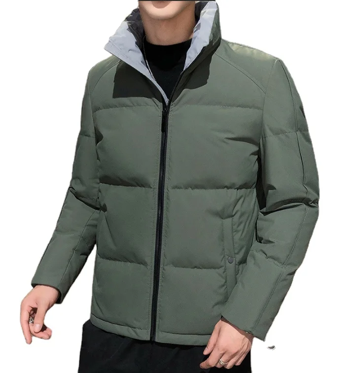 

Men's winter new leisure all-match thickened high-fleece down jacket youth pure color fit warm white duck down jacket, Picture colors