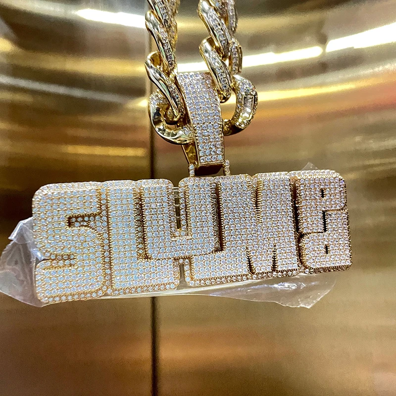 

Hip Hop Personalized Iced Out Cuban AAA zircon Tennis Chain Men Women 18K Gold Bling Double Nameplate Custom Necklace Jewelry