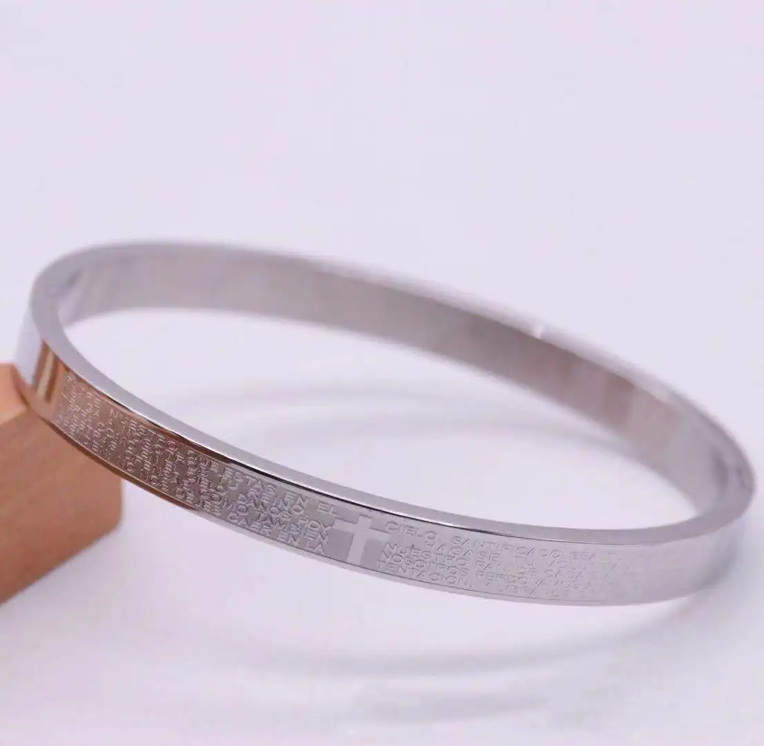 

Stainless steel bracelet Jewelry European and American Cross Bible Bracelet men's and women's Scripture jewelry
