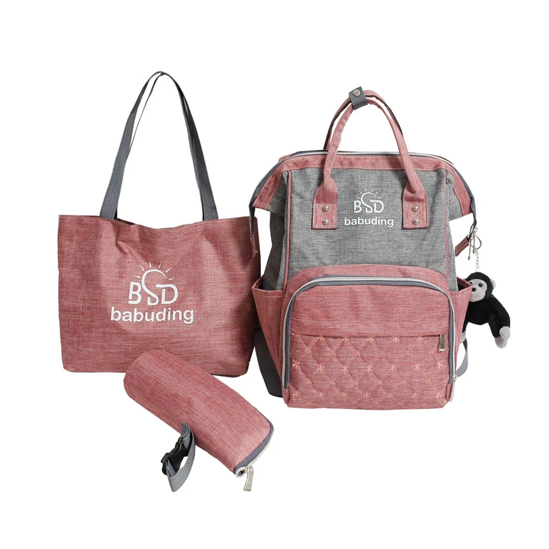 

2021 Designer Mummy Fashion Waterproof Backpack Custom Baby Diaper Bag Set, Pink, blue, gray, green, black, black+gray, pink+gray