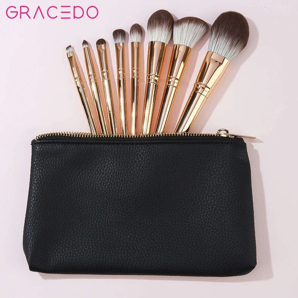 Gracedo Professional Makeup Brush Sets 8-Piece Plastic Handle Synthetic Hair Face & Concealer Use Low MOQ