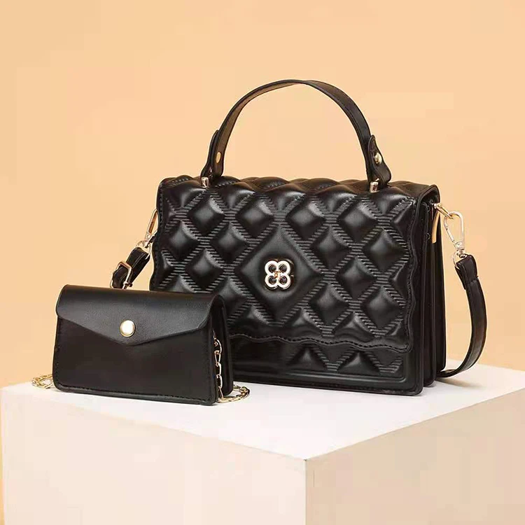 

Hot Sell New Style Lozenge Lattice Lady Square Single Shoulder Handbag And Purses 2021 Brand Name Clutch Women 2 In 1 Hand Bag