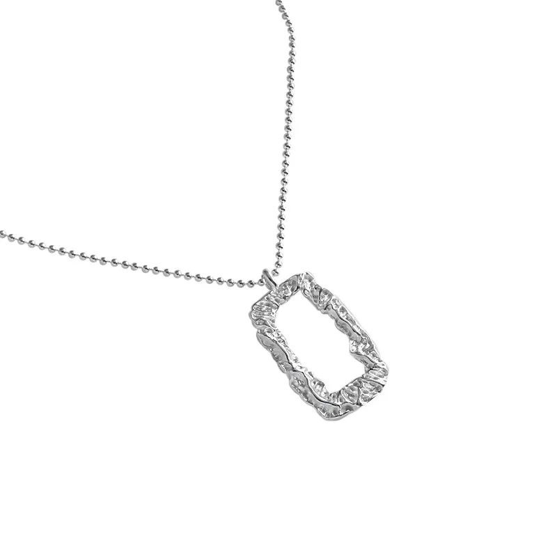 

Danyang 925 Sterling Silver Geometric Square Hollow Wrinkle Pendant Necklace for Women Trendy Necklace Jewelry