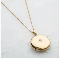 

Custom jewelry initial charm round pendant necklaces 925 sterling silver 18k plated gold photo locket necklace