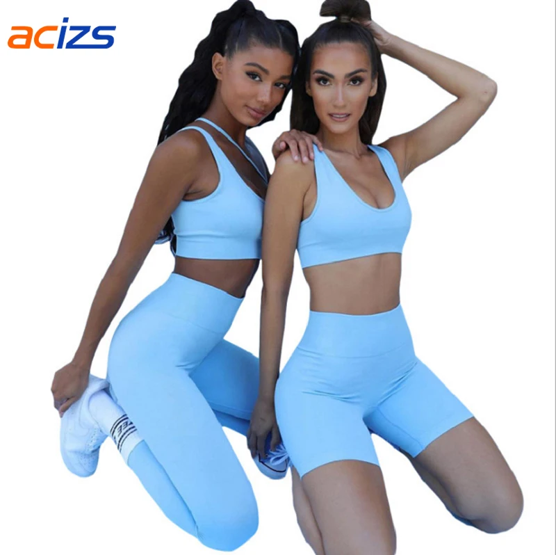 

Popular Seamless Yoga Suit 2 piece Sports Shirts Crop Top Leggings Gym Clothes Fitness Tracksuit Women Yoga Set