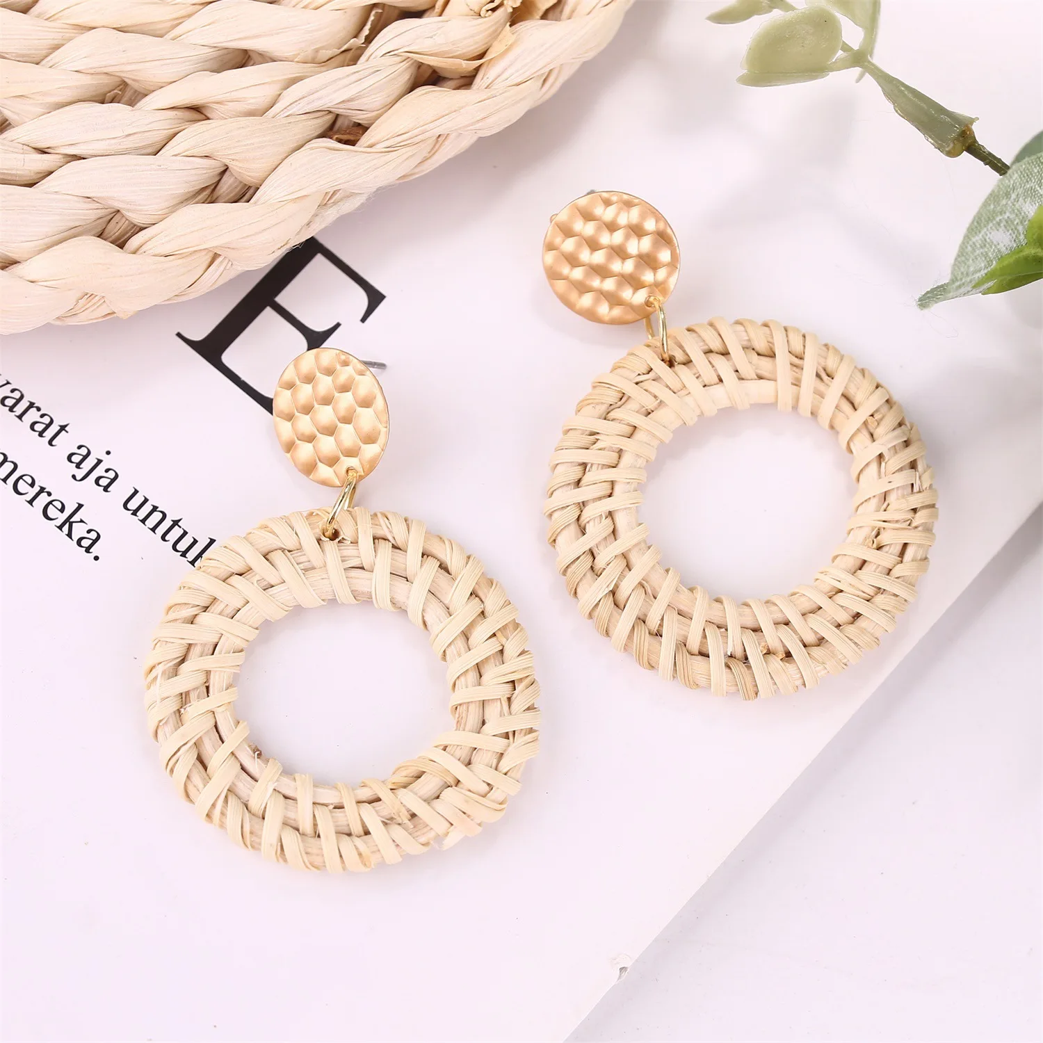 

Ins Retro Ethnic Style Handmade Rattan Earrings Bamboo Earrings Earrings Jewelry For Women, Picture shown