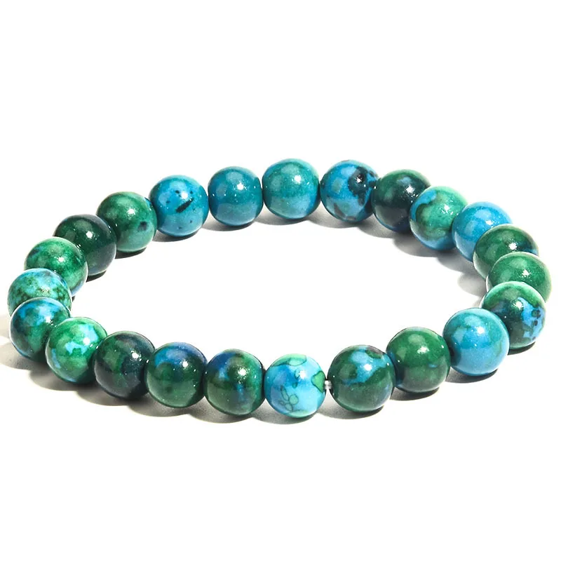 

Newest Men's Fashion Jewelry Natural Stone Beaded Bracelet Healing Energy Green Agate Beads Bracelet