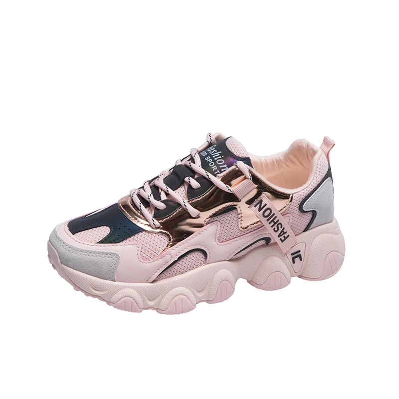 

New Style Fashion Comfortable Running Shoes Reflective Material Women'S Fashion Sneakers, Black/white/beige/pink