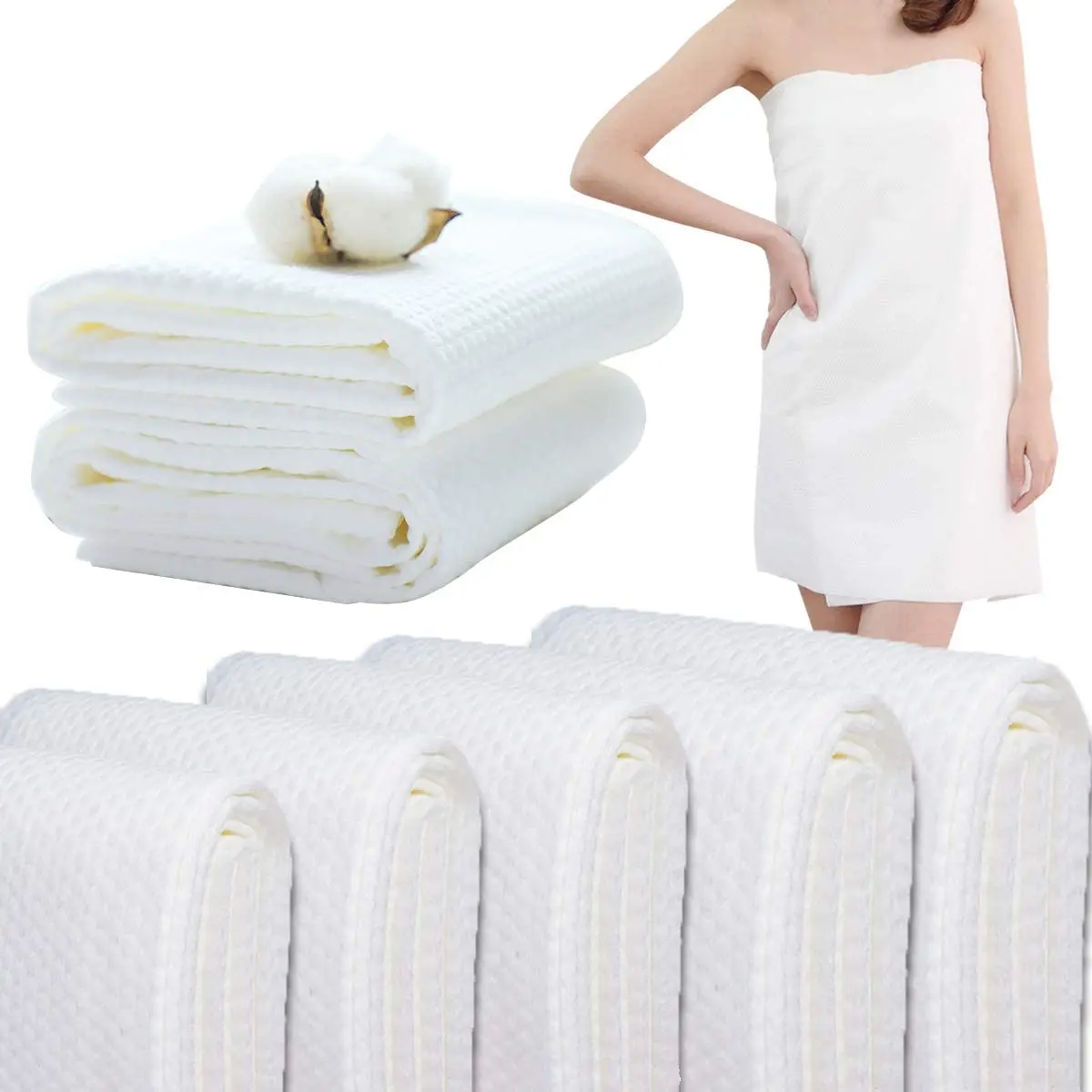 

Non woven disposable towel soft water uptake plant fiber Family hotel beauty salon massage SPA disposable bath towel, White