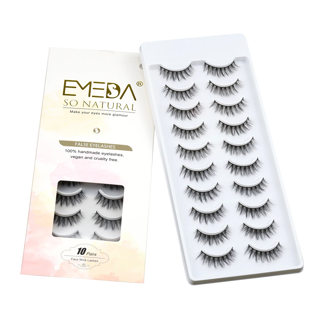 

EMEDA 3D fake lashes A12 style 10 pairs/set soft and nautrual false eye lashes in stock fast delivery, Black