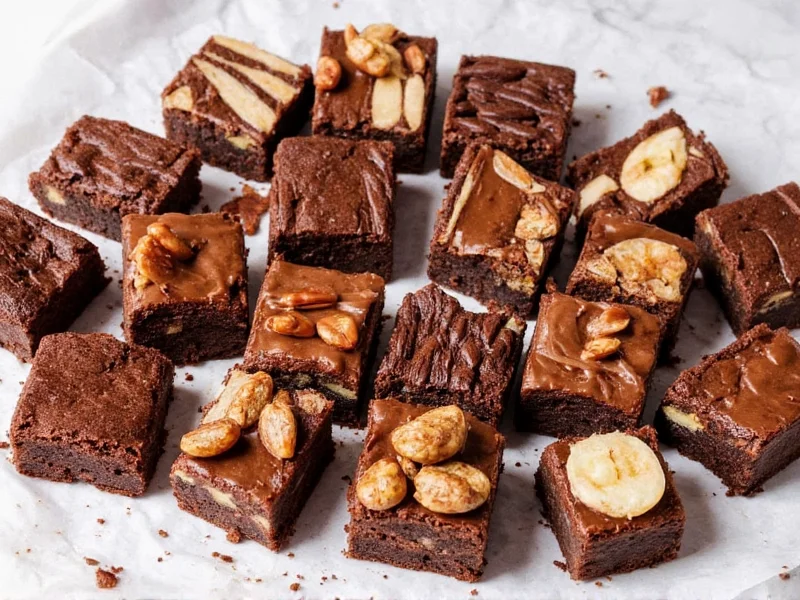 Variety of homemade brownie variations with different toppings