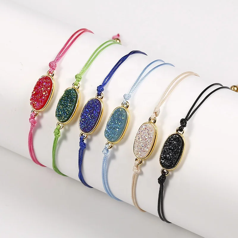 

DIY women opal druzy bracelet 2019 personalized stainless steel jewelry rope bracelet charms friendship bracelets for girls