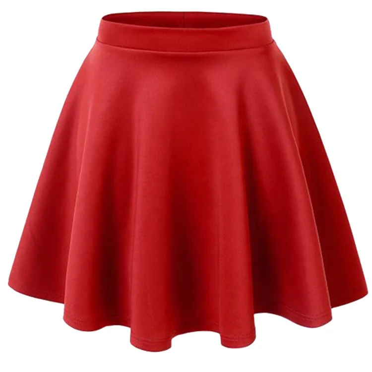 

2019 Latest Red Solid Skater Skirt Minifalda Pleated Short Skirt Falda Mujer Anime Clothes Women Mini Kilt, Black ,ren