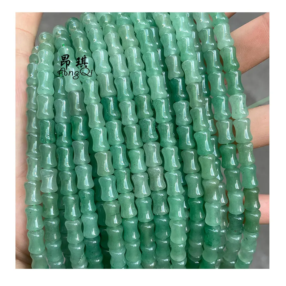 

DIY Jewelry Natural Green Aventurine Beads 6x9mm Bamboo Joint Shape Jade Gem Stone Beads For Jewelry Making