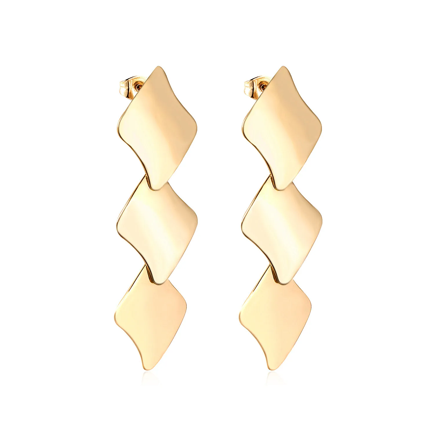

New Style Top Quality Stainless Steel Gold Plated Irregular Shape Pendant Drop Earrings For Women
