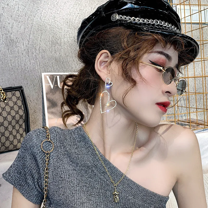 

Yingchao 2020 Korean Fashion Luxury S925 Sliver Needle Crystal Heart Sun Flower Pendant Drop Stud Earrings for Women Jewelry