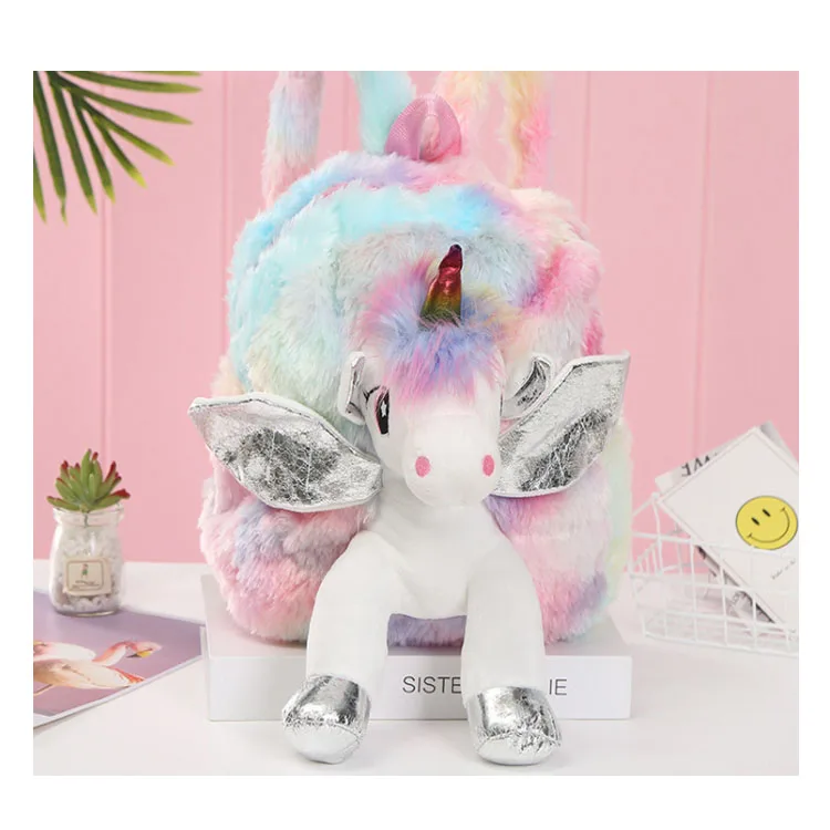 

Little Princess Cartoon Rainbow Travel Leisure Cartoon Plush Custom Cartoon Bag Small Cute Backpacks For Teenage Girls, Customized color