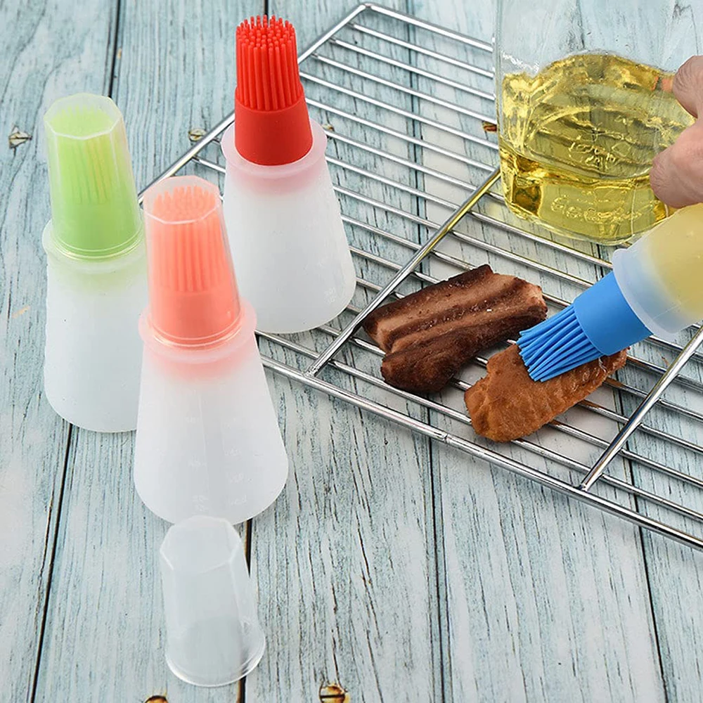 

Baking BBQ Basting Pastry Barbecue Brush Oil Port Non Stick Heat Resistant Portable Silicone Oil Bottle Brush, 4colors