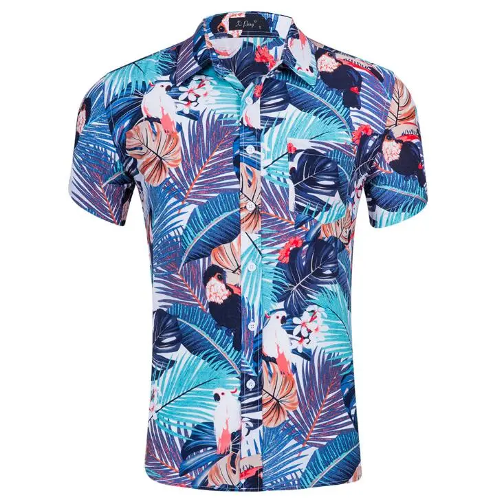

Men's US Size Tencel Cotton Printed Hawaiian Short Sleeve Shirt