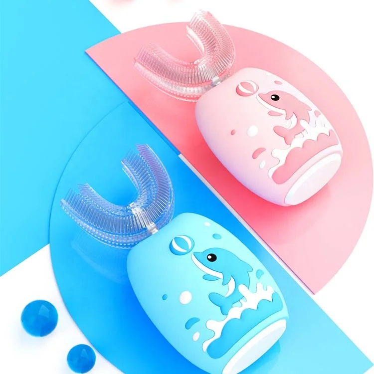 

Electronic toothbrush for kids 360 degree U shape panda toothbrush for kids Teeth cleaning, White