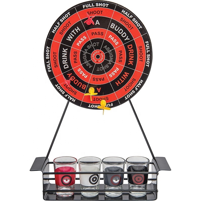 

Large Size Shot Glass Darts Bar Drinking Game Set With Metal Stand, Black