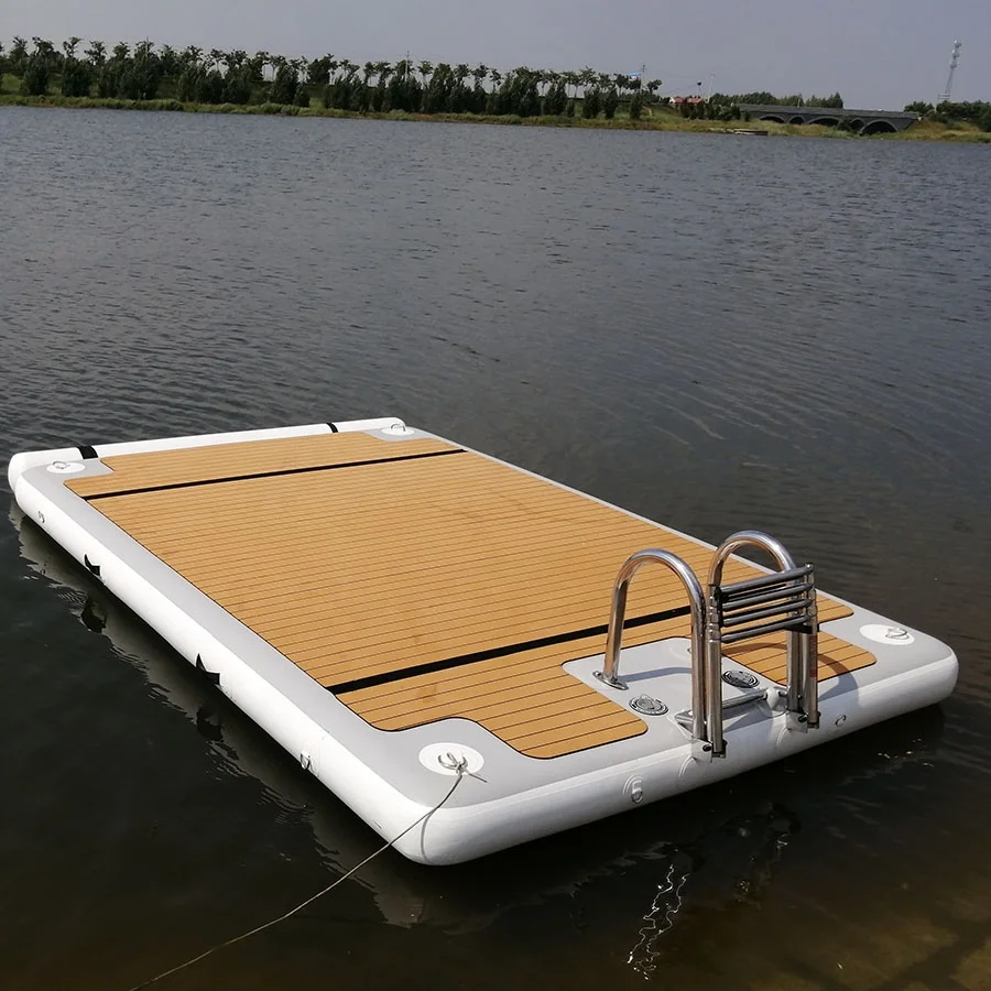 

floating island inflatable pontoon fishing mat, Wood pattern