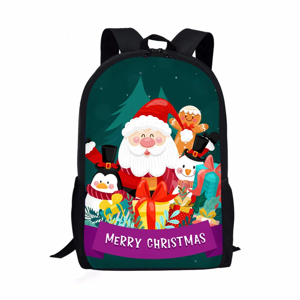 

2021 custom backpack Christmas style laptop waterproof wholesale over the shoulder bag kids school bags for girls boys student