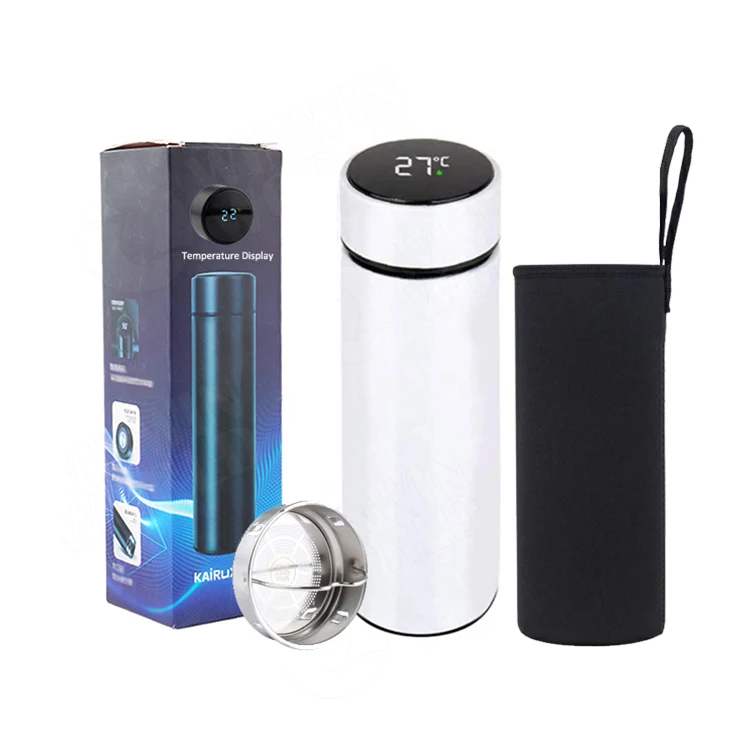 

Hot Selling Stainless Steel Sublimation Smart Water Bottle, Coffee Tumbler with Led Temperature Display Flask with Tea Filter, Customized color