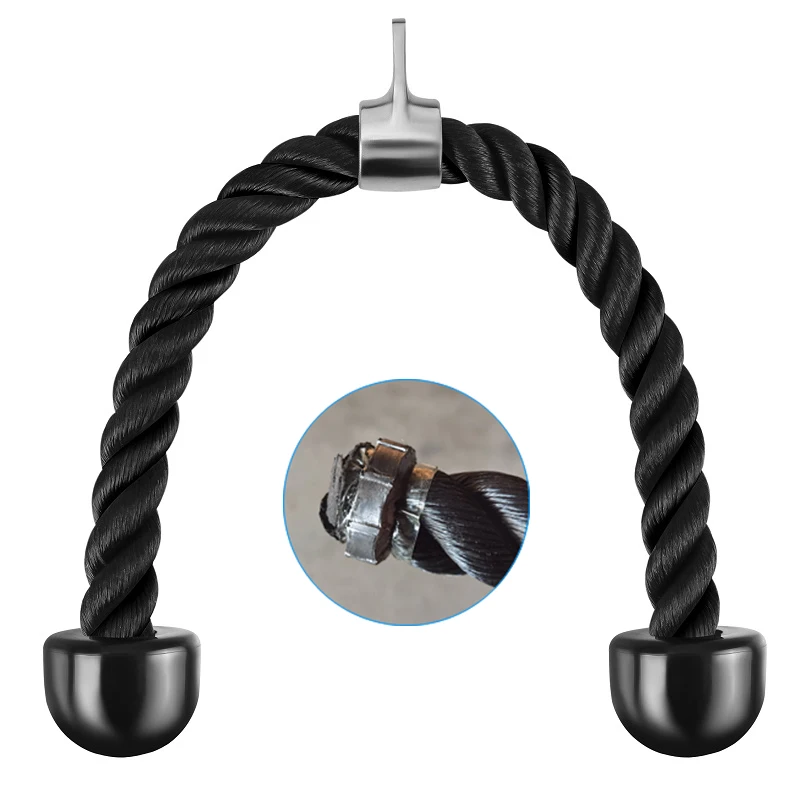 

27.5'' 35.4'' gym fitness accessories heavy duty nylon tricep rope push pull down cord for bodybuilding