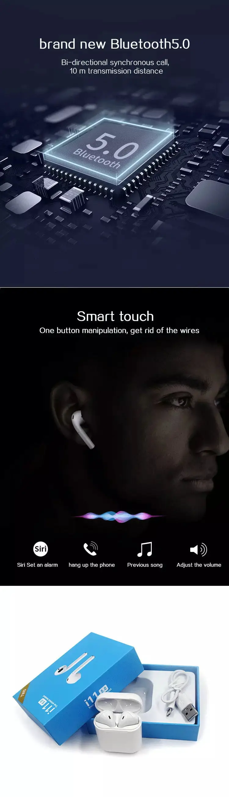 Original Factory price Amazon Top Seller best design Gym Running sport wireless earphone popup window i11 TWS - ANKUX.COM