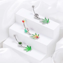 HOVANCI Maple Leaf 316L Surgical Steel Navel Belly Rings Body Piercing Nevel Belly Ring