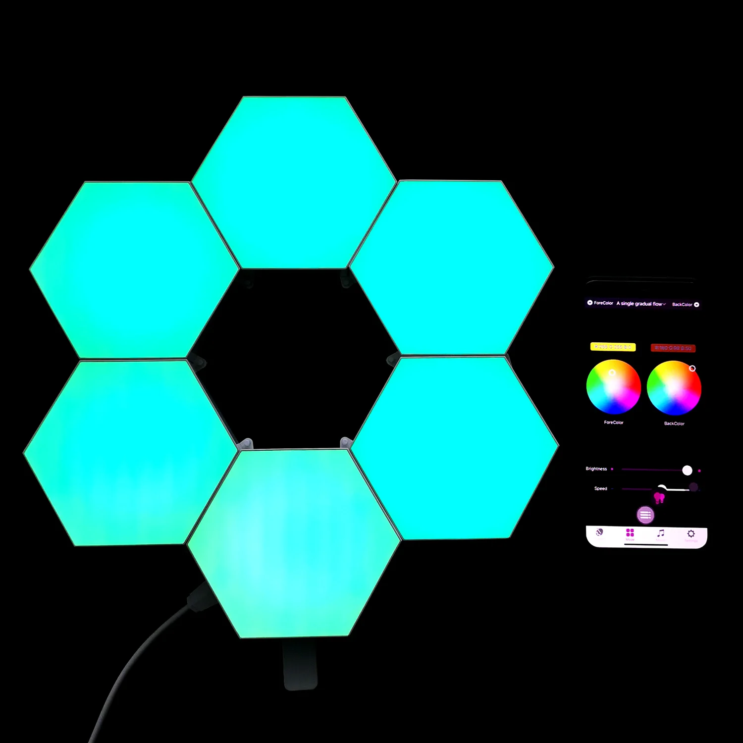 Color Changing App controlled For Decoration Gaming Room Lights Led Modular  Quantum  Hexagonal Light//